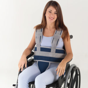 Cinturón abdominal con sujeción de tronco y pelvis para silla de ruedas