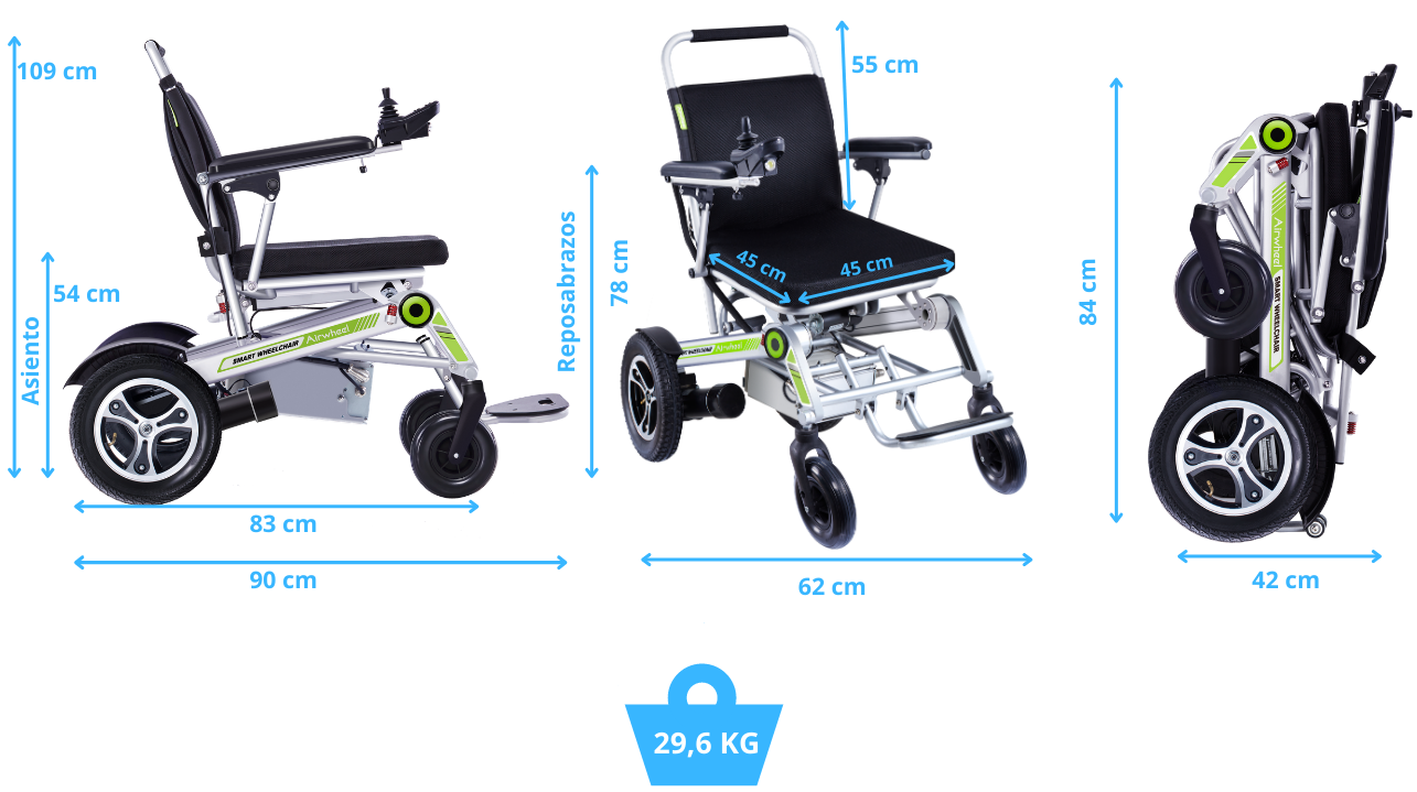 Medidas silla eléctrica H3T Airwheel by Obbocare