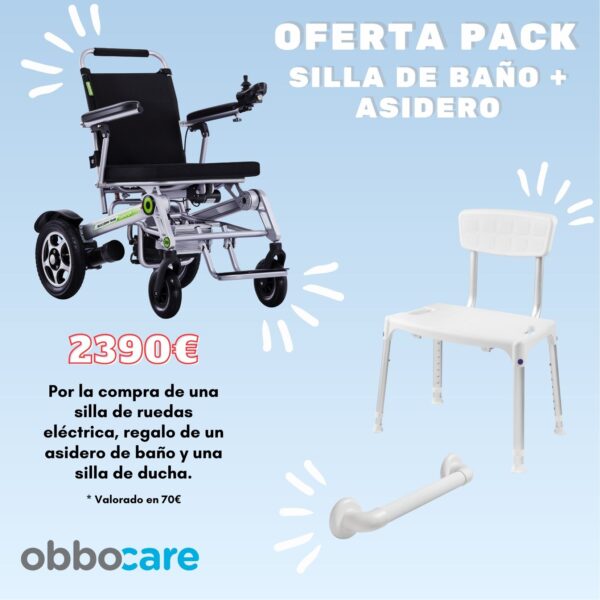 Pack silla de ruedas H3T + asidero de baño + silla de ducha