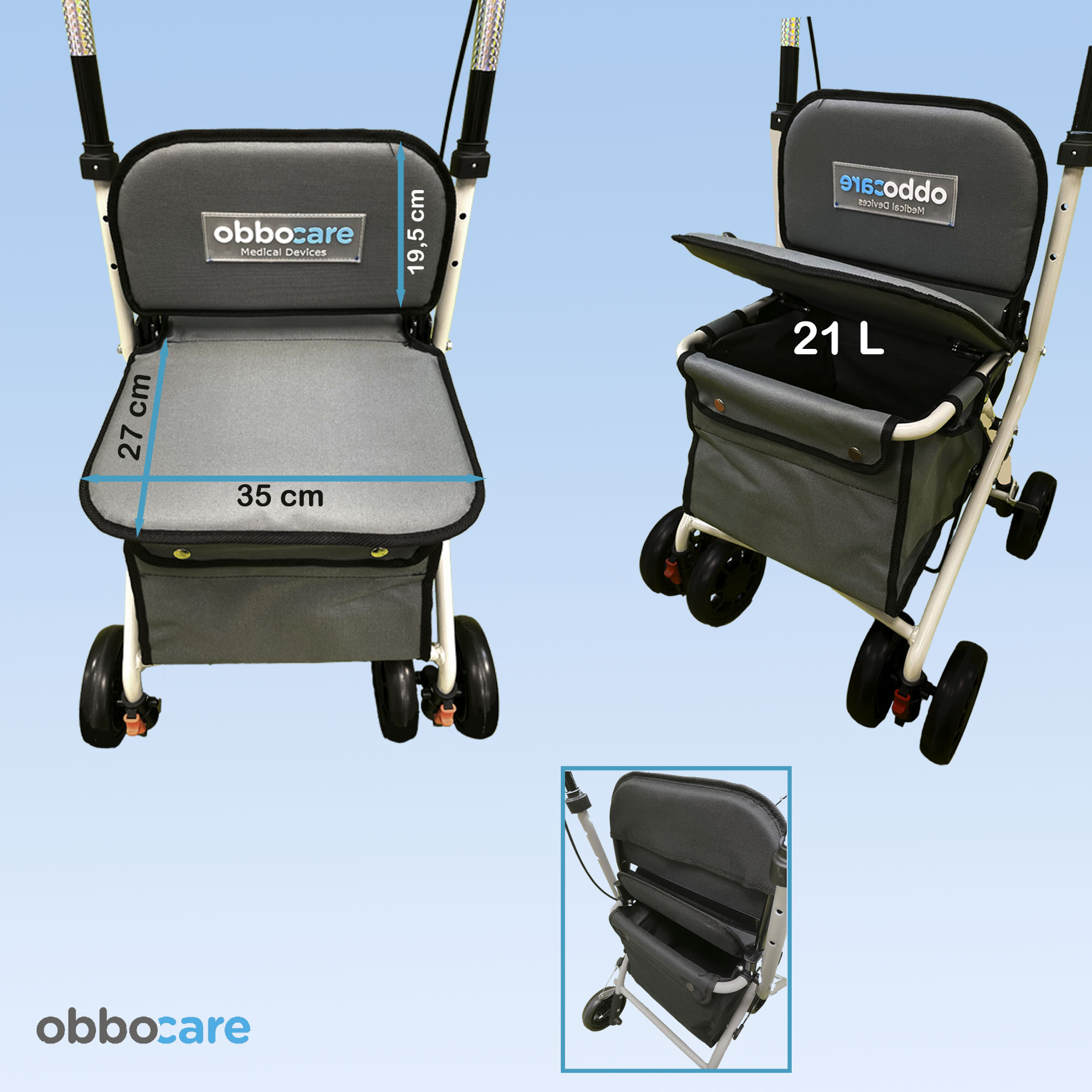 Andador con Carro de Compra y Asiento Plegable